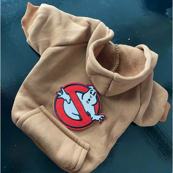 Ghostbusters horror movie dog hoodie small brown 80s pop fun comedy puppy cat - Picture 1 of 2